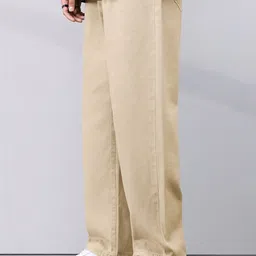 markview Men Loose Fit Mid Rise Beige Jeans image 3