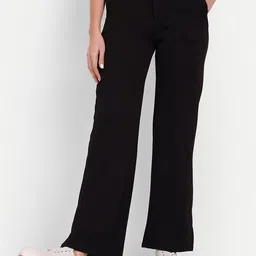 broadstar Women Loose Fit Black Lycra Blend Trousers-picture-16