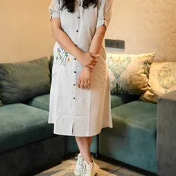 shoppinghub Women Printed Khadi Cotton A-line Kurta image 1