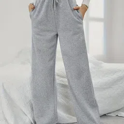 perfette wollo Women Regular Fit Grey Cotton Blend Trousers image 4