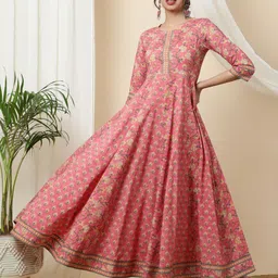 gulmehendi Printed Pure Cotton Stitched Anarkali Gown image 1