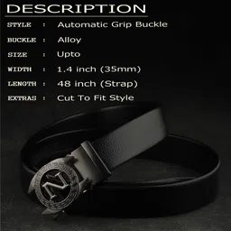 zoro Men Formal, Party, Evening, Casual Black Artificial Leather, Texas Leatherite Belt image 3