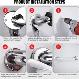 plantex 304 Grade Stainless Steel and ABS Plastic Grab Bar for Bathroom/Support Handle Shower Grab Bar image 4