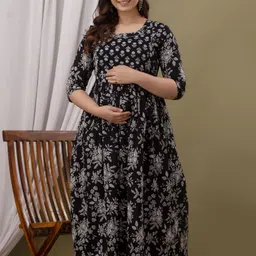 akshara fashion Women Fit and Flare Black Midi/Calf Length Dress image 3