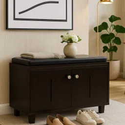 stunica Sit & Stow 8- Pairs Shoe Rack With Seating In Wenge Finish image 1