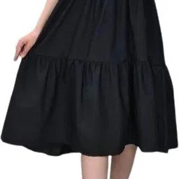 houseofcommon Women Fit and Flare Black Knee Length Dress-picture-24