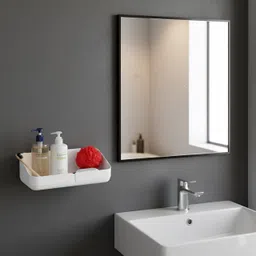 devam enterprise Tidy Wall Storage Basket Kitchen Caddy Rack Shower Suction Shelf Bathroom Corner Plastic Wall Shelf image 4