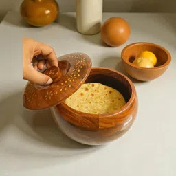 yusha handicrafts Sheesham Wood Roti Casserole Serve Casserole image 2