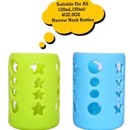 the little lookers Baby Feeding Bottle Silicone Warmer Cover/Sleeve Holder/Insulated Protection for Newborns/Infants/Babies (Pack of 2) (Green & Blue, 120 ML)-picture-14