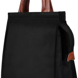 kavrixa Black-Tan Faux Leather & Linen PVC Cotted Fabric Tiffin + Picnic bag KX-TB11 Lunch Bag-picture-31