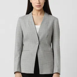 van heusen Women Checkered Single Breasted Formal Blazer-picture-10