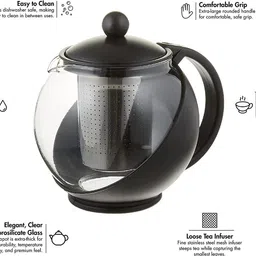 lxoice Pack of 1 Glass Half Moon Teapot with Infuser, Glass Tea Pot with Infuser image 4