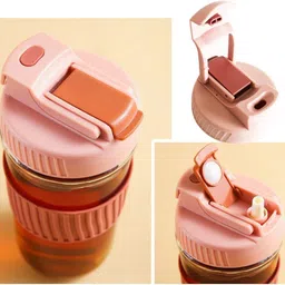 coozico Reusable Glass Coffee & Juice Protein Shaker Bottle With Lid Glass Coffee Mug image 3