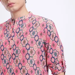 anouk rustic Men Printed Polyester Straight Kurta image 3