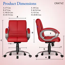 cratvz Sturdy Ergonomic Chair with 3 Years Warranty, Home Desk Office Chair Leatherette Study Arm Chair image 2
