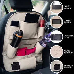 peeps store peepsstore pack of 1 beige,cream colour car organizer bags for Ignis Sigma 2016 Car Multi Pocket image 2