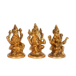 Ganesha Lakshmi Saraswati Brass Religious Idol by BudhShiv image 4