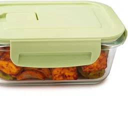 kishoriyam Green Glass Lunch Box – Leak-Proof, Microwave Safe, Office & School 1 Containers Lunch Box image 1