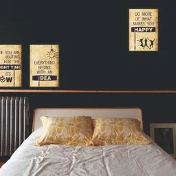 vantagekart Hope, Success, Believe, Time, Idea, Happy Inspirational Motivational Self Adhesive Wall Posters For Home & Office Decor (Brown) - Set of 6 Paper Print image 3