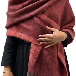 alexvyan Solid, Woven, Self Design Wool Blend Women Red Scarf, Fancy Scarf, Stole image 3