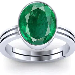 vishvma 6.25 Ratti Created Panna Silver Adjustable Ring for Women's and Men's Brass Emerald Brass Plated Ring-picture-10