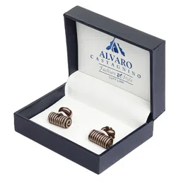 Alvaro Castagnino Brown & Beige Geometric Cufflink image 3