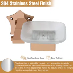 gloxy Luxury Rose Gold Soap Holder for Bathroom | Wall Mount Rust-Free Soap Dish Stand 4 inch 1 Bar Towel Rod image 5