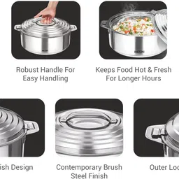 Milton Thermosteel Galaxia Casserole Set Of 2pcs Pack of 2 Thermoware Casserole Set image 3