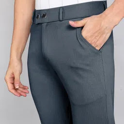 apm apparel Men Relaxed Grey Cotton Blend Trousers image 3
