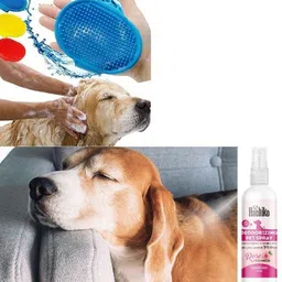 hachiko Best Quality (Combo Of 6) Pet Bathing Kit Imported Dog Needs High Quality Grooming Kit,, Dog Shampoo + Body Spray + Double Sided Comb + Teeth Brush + Bath Towel +Bath Gloves Pet Bathing Kit For All Types Pets Basic Comb forDog, Cat, Rabbit, Hamster, Dog & Cat image 5