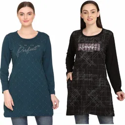 duchess Pack of 2 Women Printed Round Neck Cotton Blend Multicolor T-Shirt-picture-16