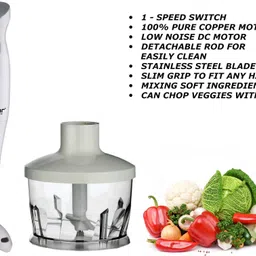 ovastar 200 W White Hand Blender, Chopper image 2