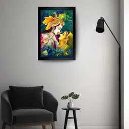 kngs crafts Shree Radha Krishna Frame |Radhe Krishna Crystal Frame Painting Acrylic 14 inch x 10 inch Painting image 3