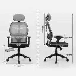 green soul Yoga High Back Ergonomic Chair|Home, Office, WFH|1D Armrest,2D Lumbar Support Mesh Office Arm Chair image 3