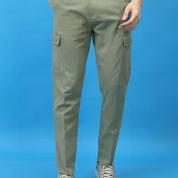 highlander Men Regular Fit Green Pure Cotton Trousers-picture-17