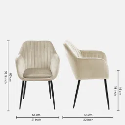 casacraft from pepperfry Noah Velvet Arm Chair In Off White Colour image 2