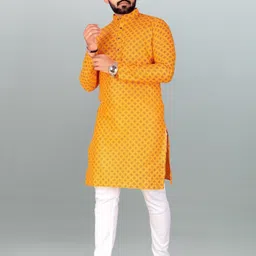 freluro Men Printed Cotton Blend Straight Kurta-picture-11