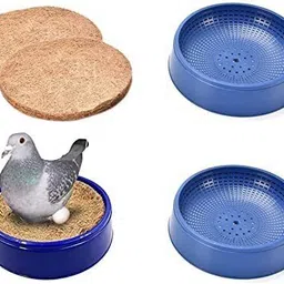 g p s Pigeon Egg Bowl + Nest Pad - Set of 3 Piece, Size: (24X6.5 cm) - Blue Color Bird House image 1
