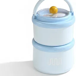 house of quirk 2 Layer 304 Stainless Steel Lunch Box | Portable Leak-Proof Food Storage-Blue 2 Containers Lunch Box image 1