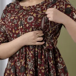 k nahar Women A-line Maroon Midi/Calf Length Dress-picture-21