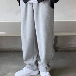 wevok wear Men Relaxed Grey Cotton Blend Trousers-picture-28