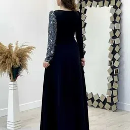 kfkd Self Design Lycra Blend Stitched Flared/A-line Gown image 2