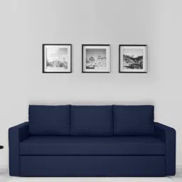 casacraft from pepperfry Simplo 3 Seater Pull-Out Sofa Cum Bed in Blue Colour-picture-17