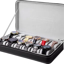 bucketlist Leather Watch Storage Box with Finish and Glass Window Metal Lock Watch Box-picture-17