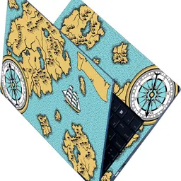 INDIA SHOPERS Full Body Laptop Skin For 14 to 15.6 inch Laptop - Boat Compass Cyan Shaded Map Self Adhesive Stretched Vinyl Laptop Decal 15.6-picture-21