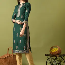 annsh apparel Women Printed Viscose Rayon Straight Kurta image 3