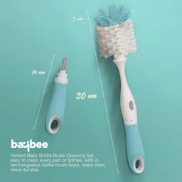 baybee 2 in 1 Nylon Bristles Baby Feeding Bottle & Nipple Cleaner Brush Easy Grip 360° image 5