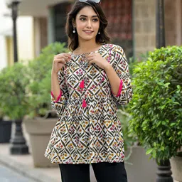 varanga Printed Pure Cotton Stitched Flared/A-line Gown image 4