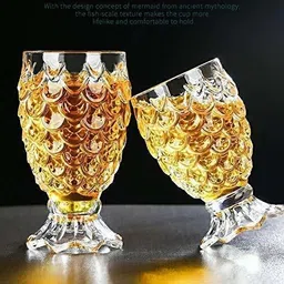 hedrix (Pack of 6) Crystal Clear Pineapple Shaped Juice Whiskey and Water Drinking Glass Glass Water/Juice Glass image 3