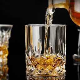 jishaenterprise (Pack of 4) 101_(300ML) Stylish Crystal Tumblers Lead-Free Diamond Round Whiskey glasses Glass Set Whisky Glass image 5